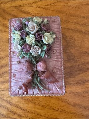 GANZ Pink Floral Bouquet Decorative Trinket Box
